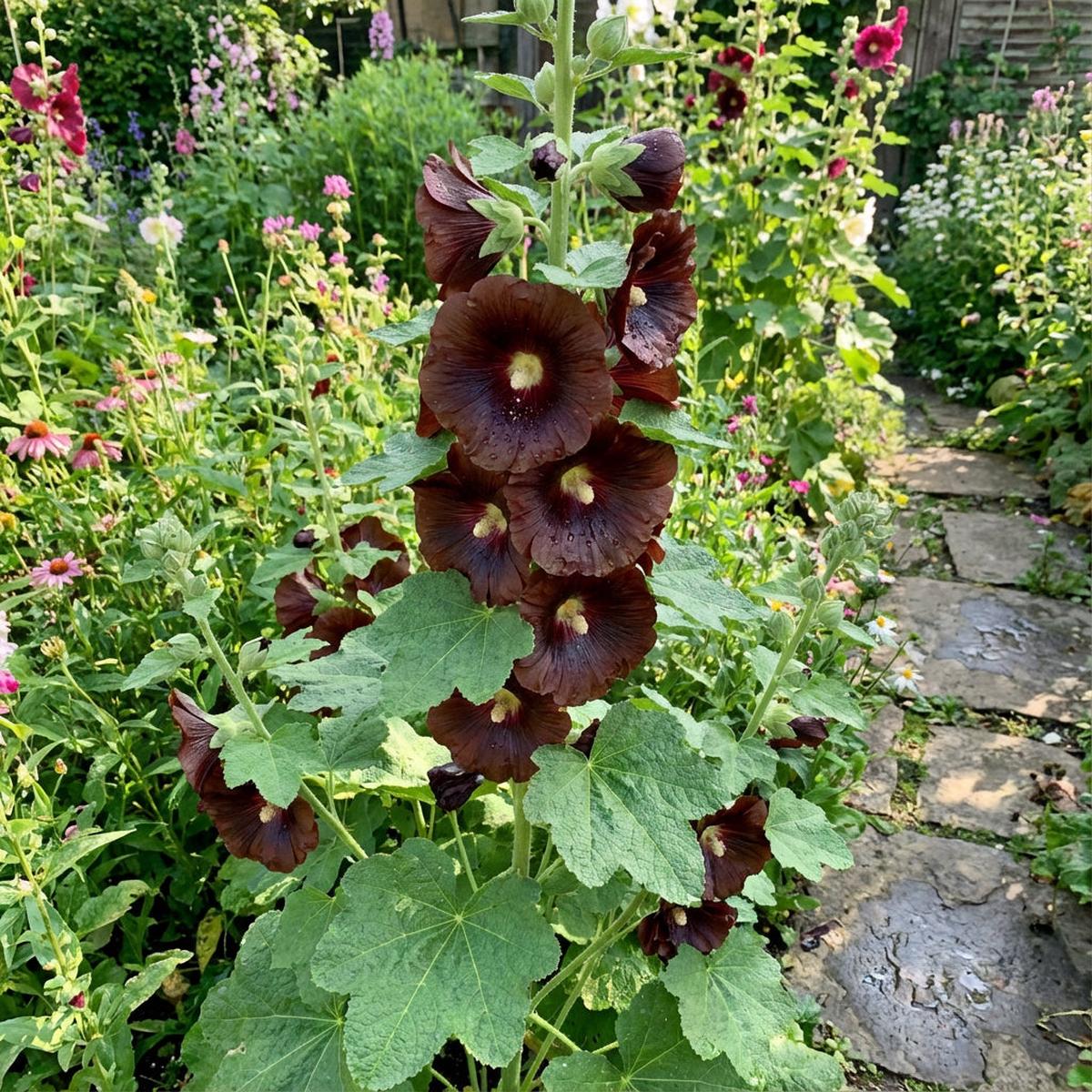 Dark Brown Althaea Rosea Seeds for Planting