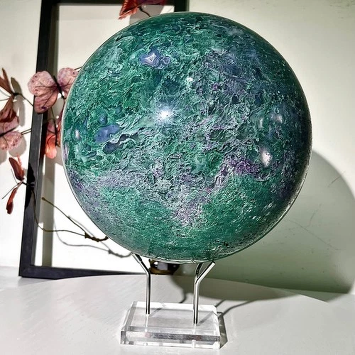 26.05LB Rare Aquatic Plants Agate Crystal Sphere water grass Moss agate Ball