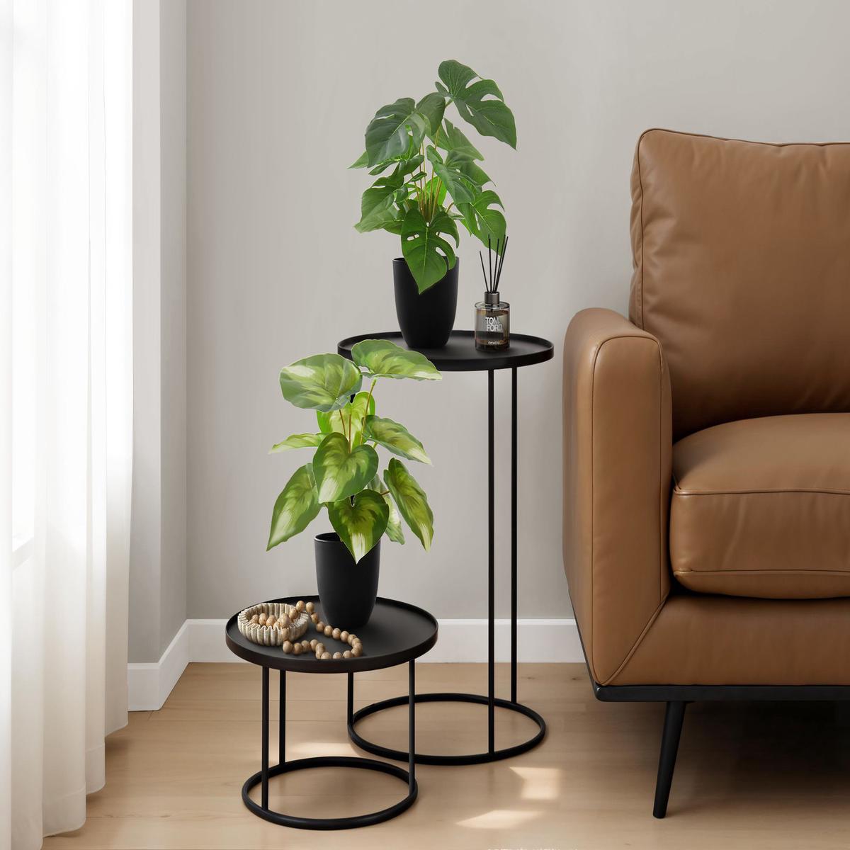 13" Tall, Artificial Plant, Monstera Calthea, Indoor, Faux, Fake, Table, Greenery, Potted, Decorati