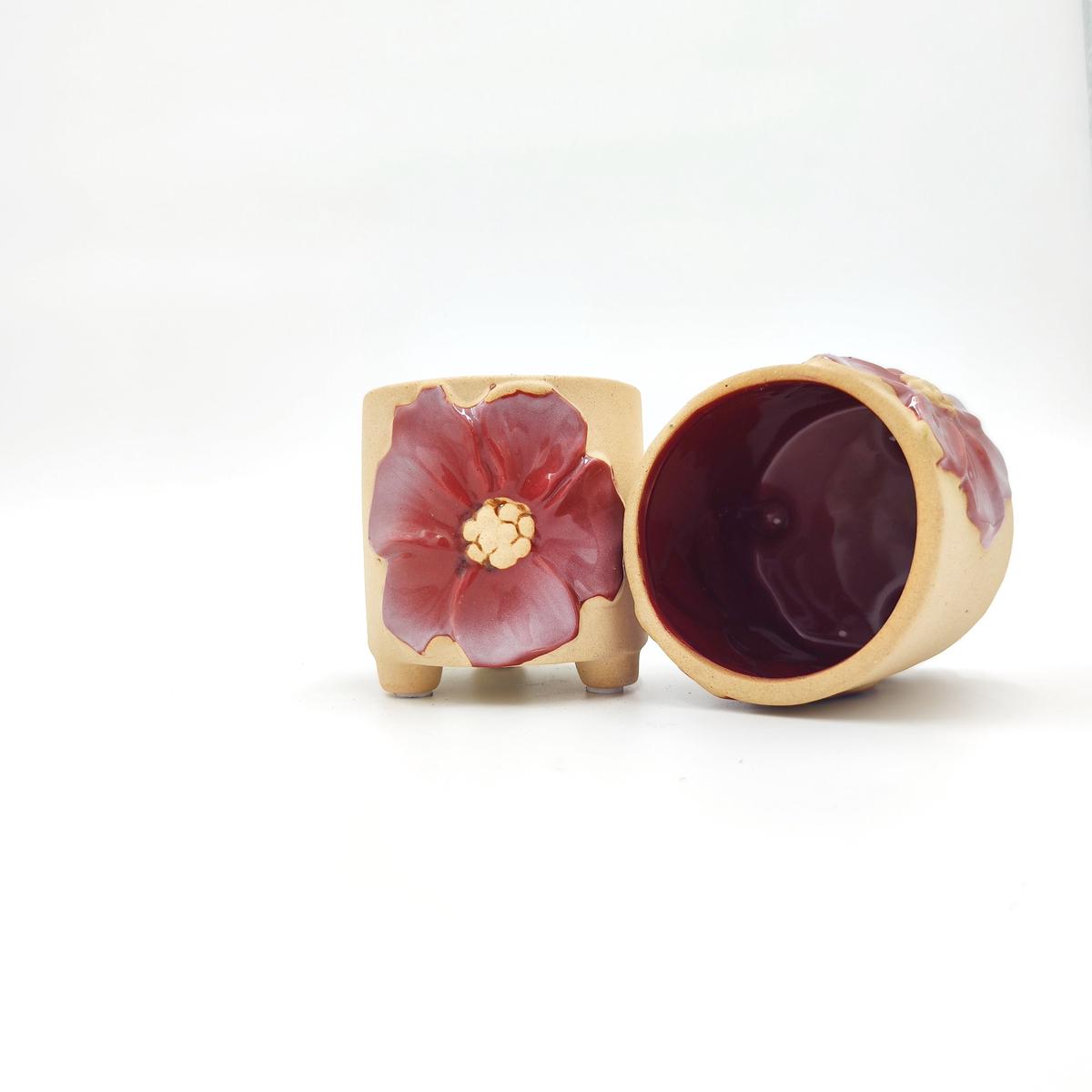 Cache-pot  fleurs Bordeaux  Style classique