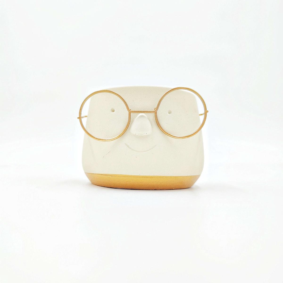 Cache-pot Lunettes Vert Olive  7 cm de diamtre