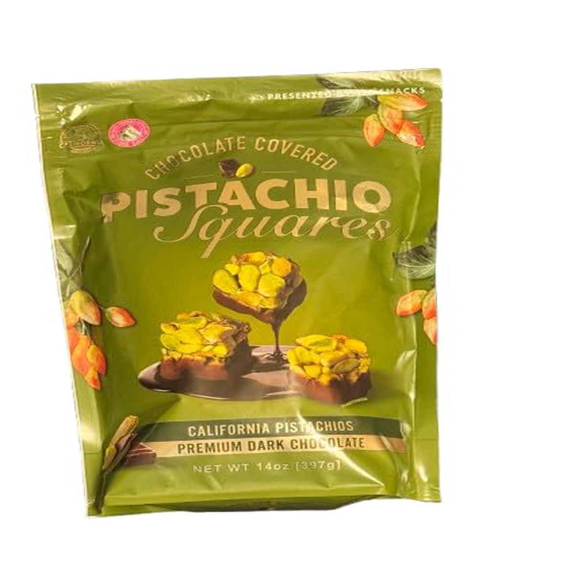 180 Snacks Pistachio Square Dark Chocolate 14 OZ Covered with Himalayan Pink Salt, Premium Dark Chocolate, Brown
