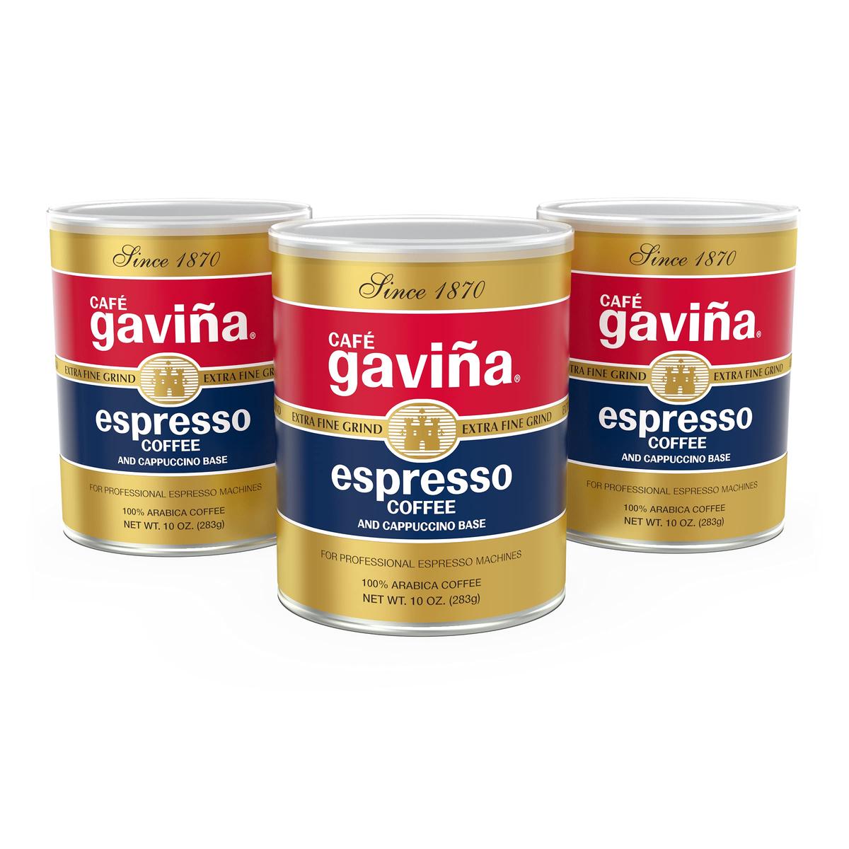Caf   Gavia Espresso Roast Extra Fine Ground Coffee, 100% Arabica, (3 X 10 Oz Cans)