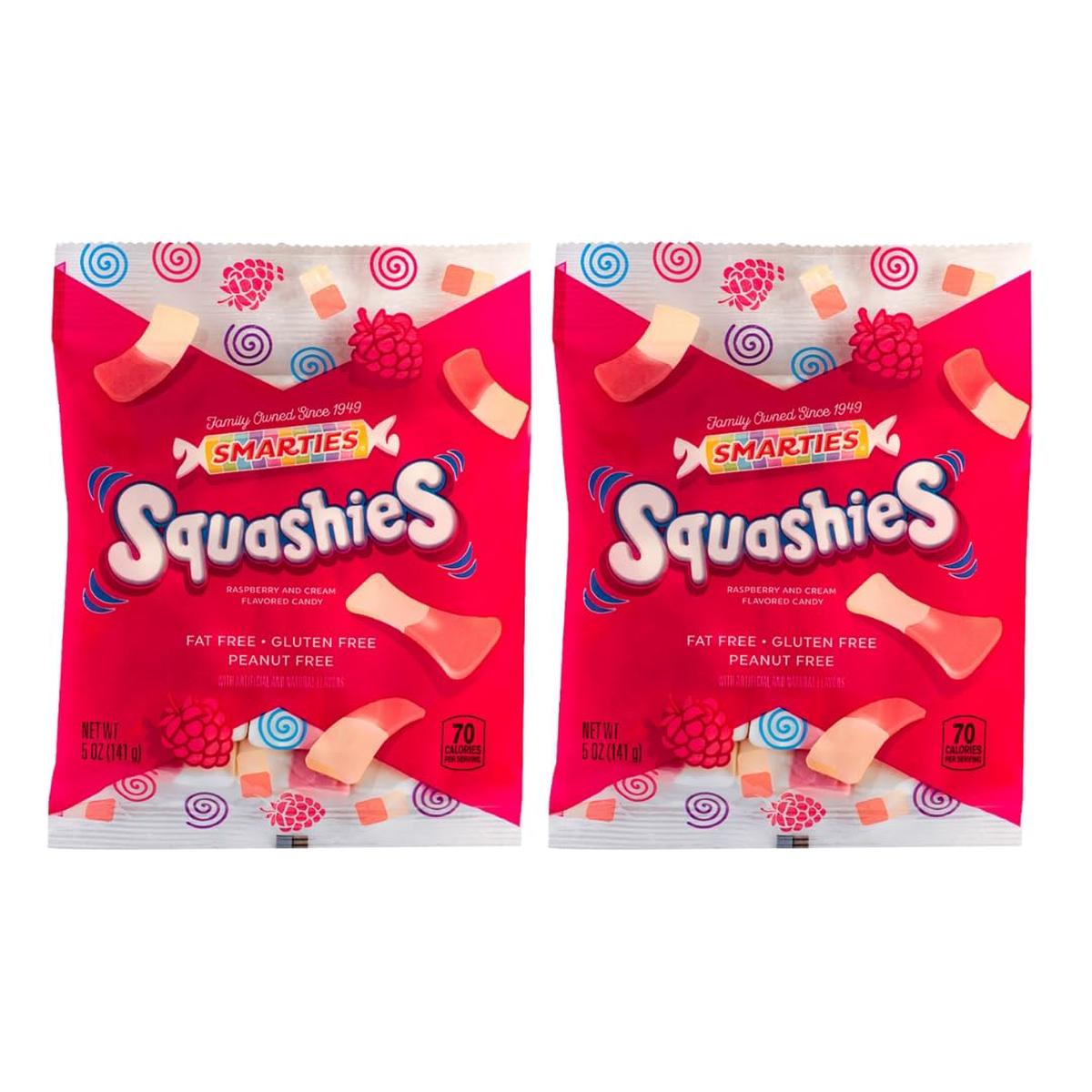 Smarties Squashies Foam Marshmallows Gummy Candies - Raspberry & Cream Flavored - Allergen Free, Peanut Free & Gluten Free Candy