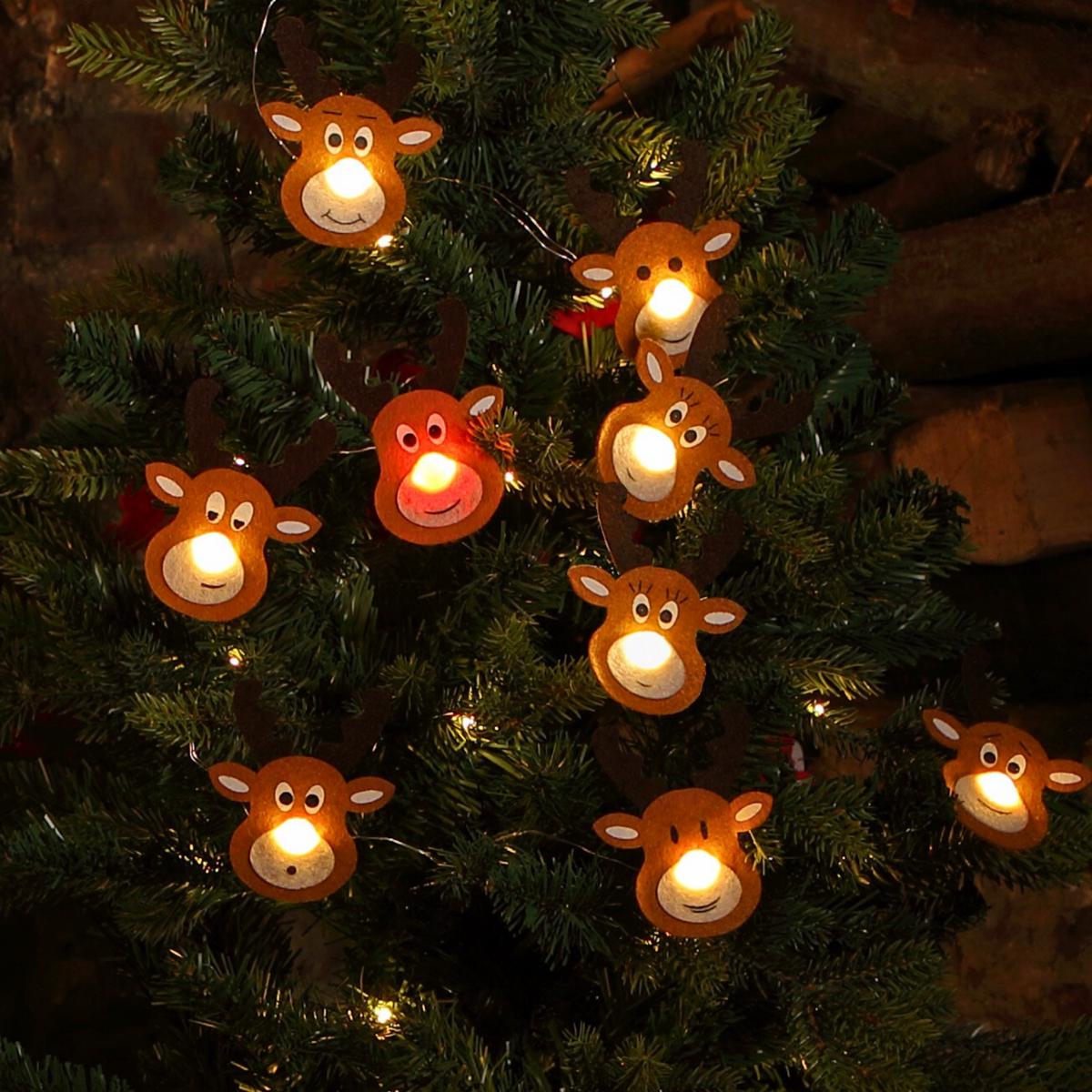 10 Reindeer String Warm White Berry Lights