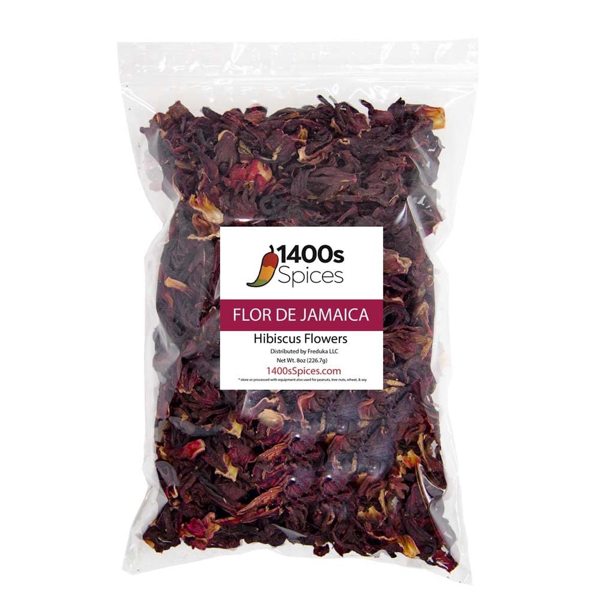 1400S SPICES Dried Hibiscus Flowers for Tea and Agua Fresca, 8oz Pack