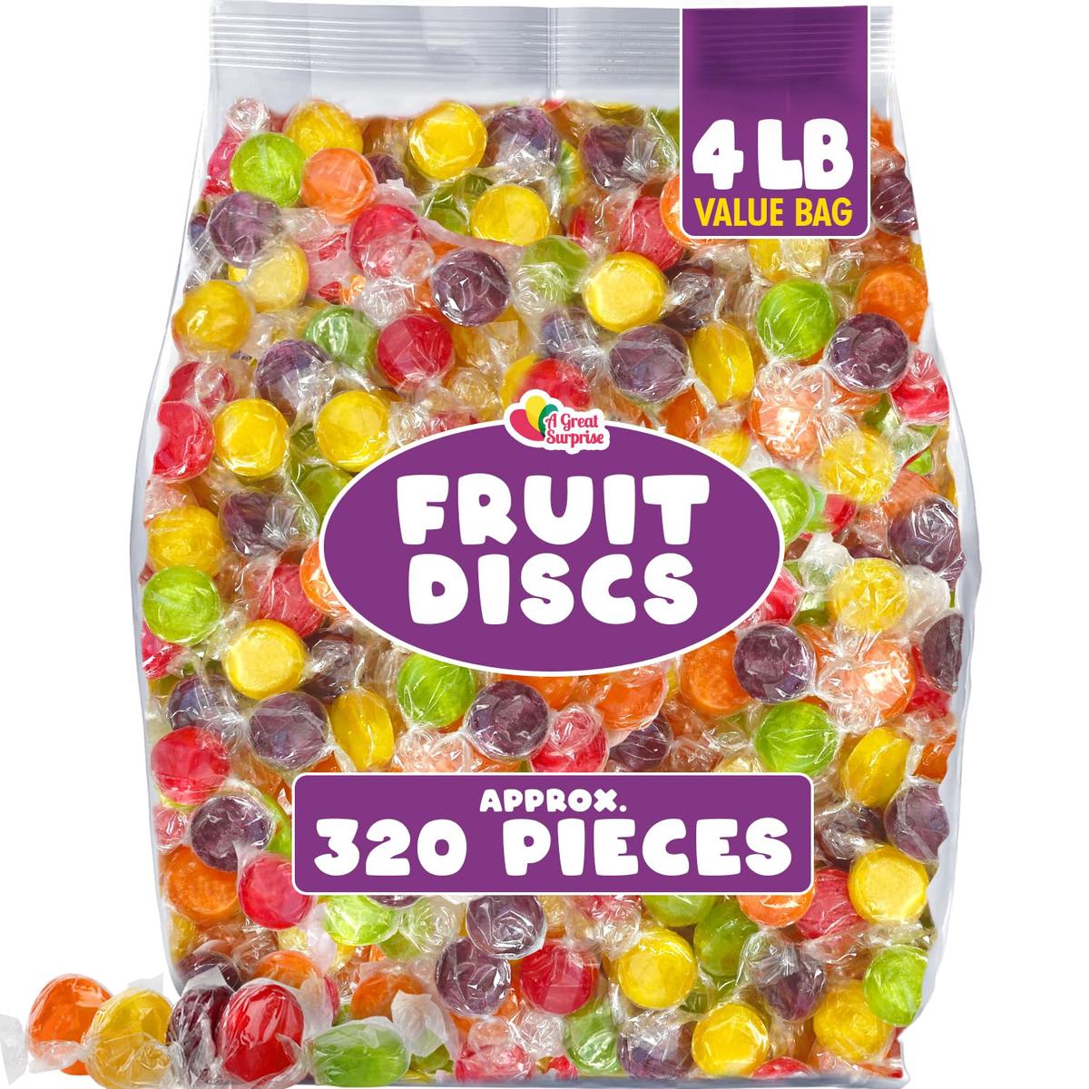 A Great Surprise Assorted Fruit Discs - 5 Pound Bag - Bulk Individually Wrapped Candy - Fruit Flavored Candies (Fruity Hard Cand