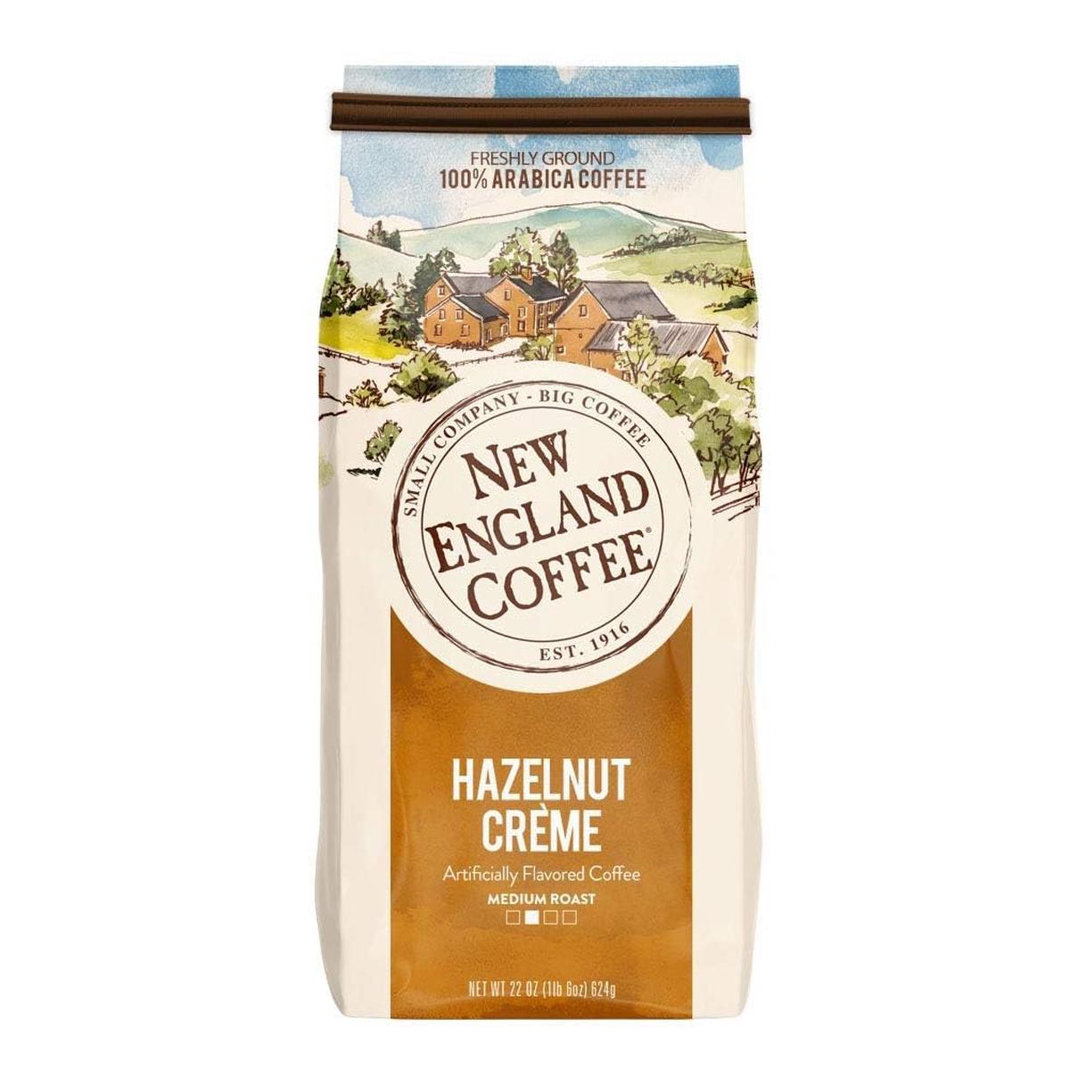 New England Coffee Hazelnut Crme Medium-Roast Ground Coffee, 22 Oz Bag - Sweet & Nutty Flavor