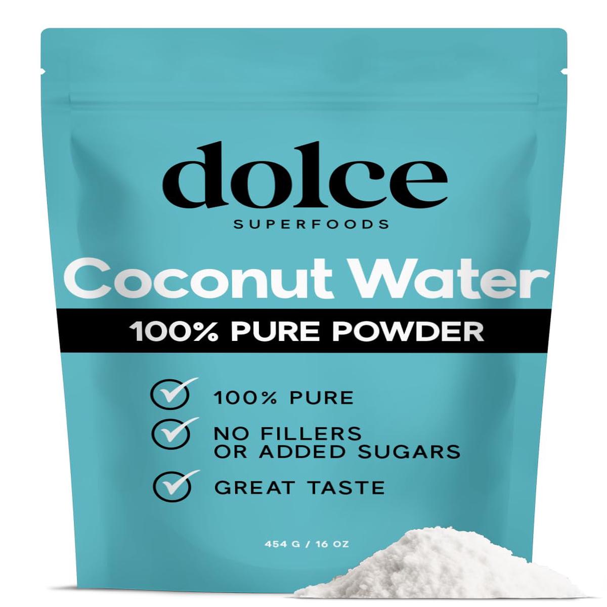 Dolce Superfoods Coconut Water Powder  Natural Electrolyte Powder for Daily Hydration & Wellness  Powdered Coconut Water with Potassium  Sodium  & Magnesium  1lb