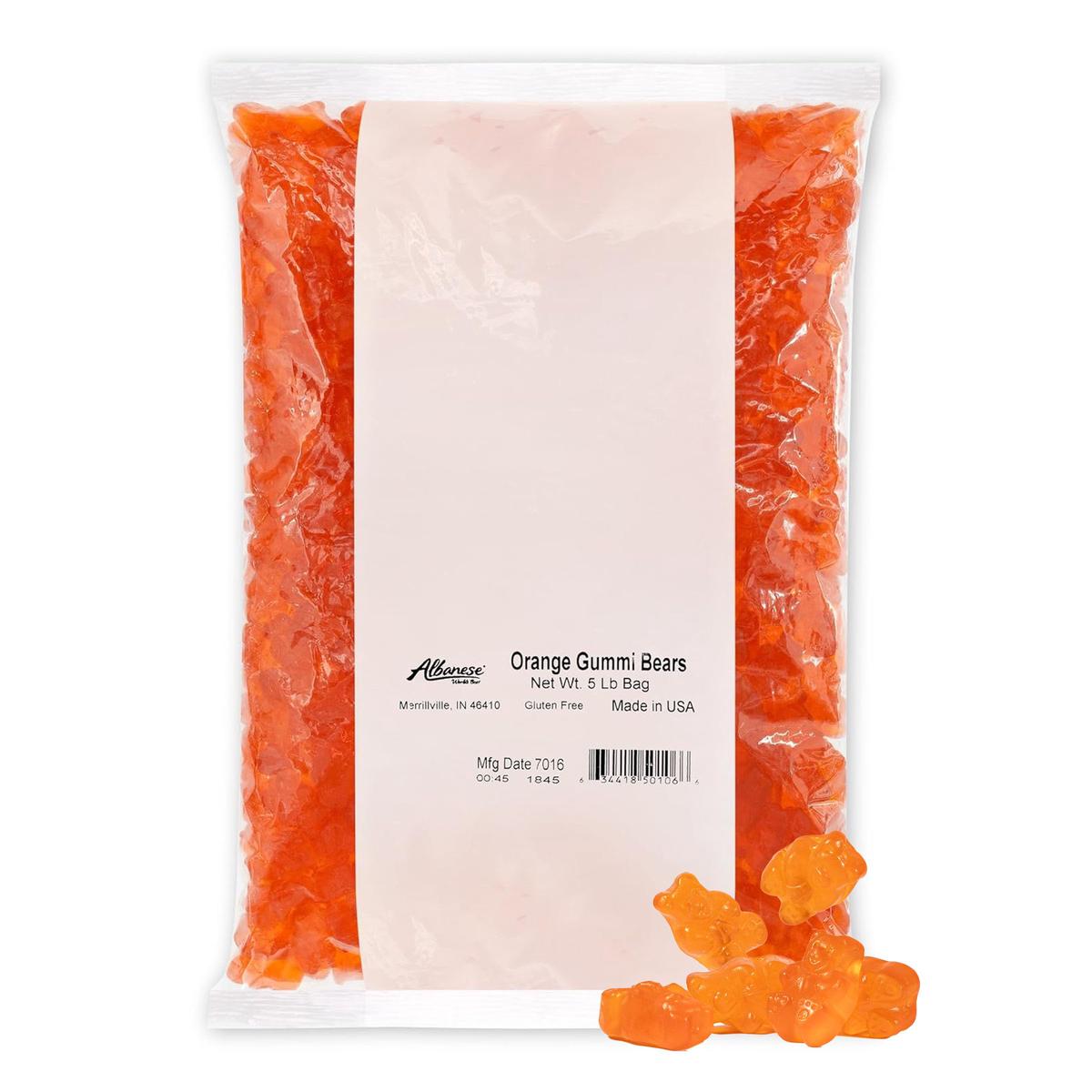 Albanese Gummi Bears - Worlds Best Orange Candy, 5 lbs, Pack of 1