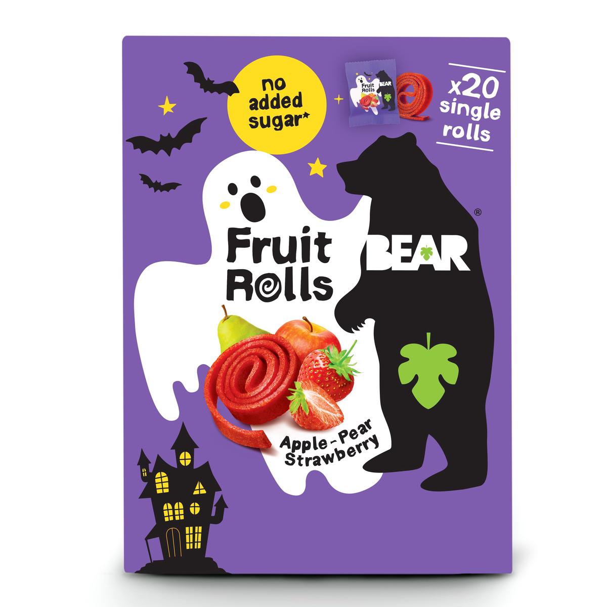 Bear Real Fruit Snack Rolls - Gluten Free, Vegan, And Non-Gmo - Strawberry - Halloween Pack - 20 Rolls, Healthy School And Lunch