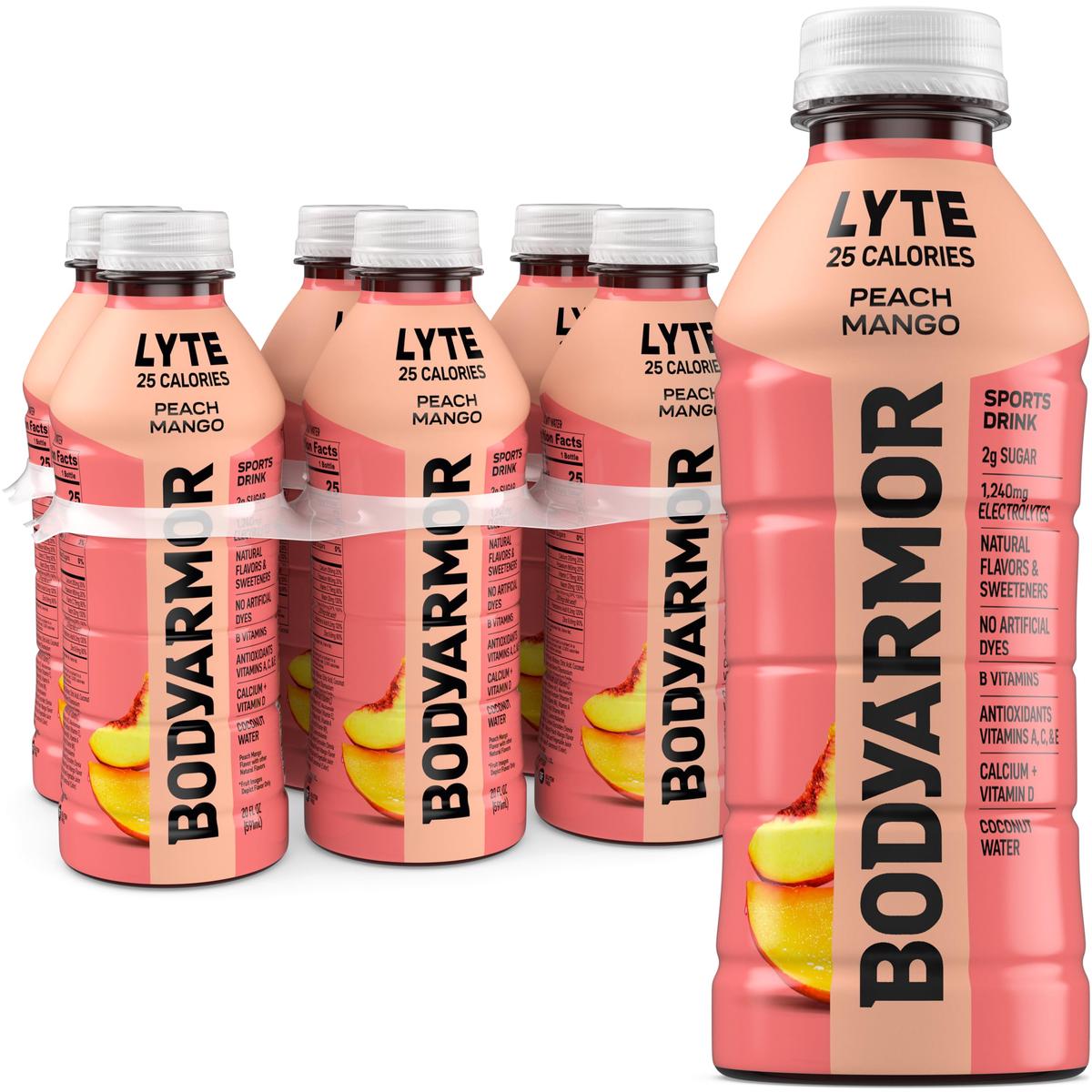 Bodyprotective Covering Lyte Sports Drink Low-Calorie Sports Beverage, Peach Mango, Coconut Water Hydration, Natural Flavors With Vitamins, Potassium-Packed Electrolytes, Perfect For Athletes, 20Fl Oz