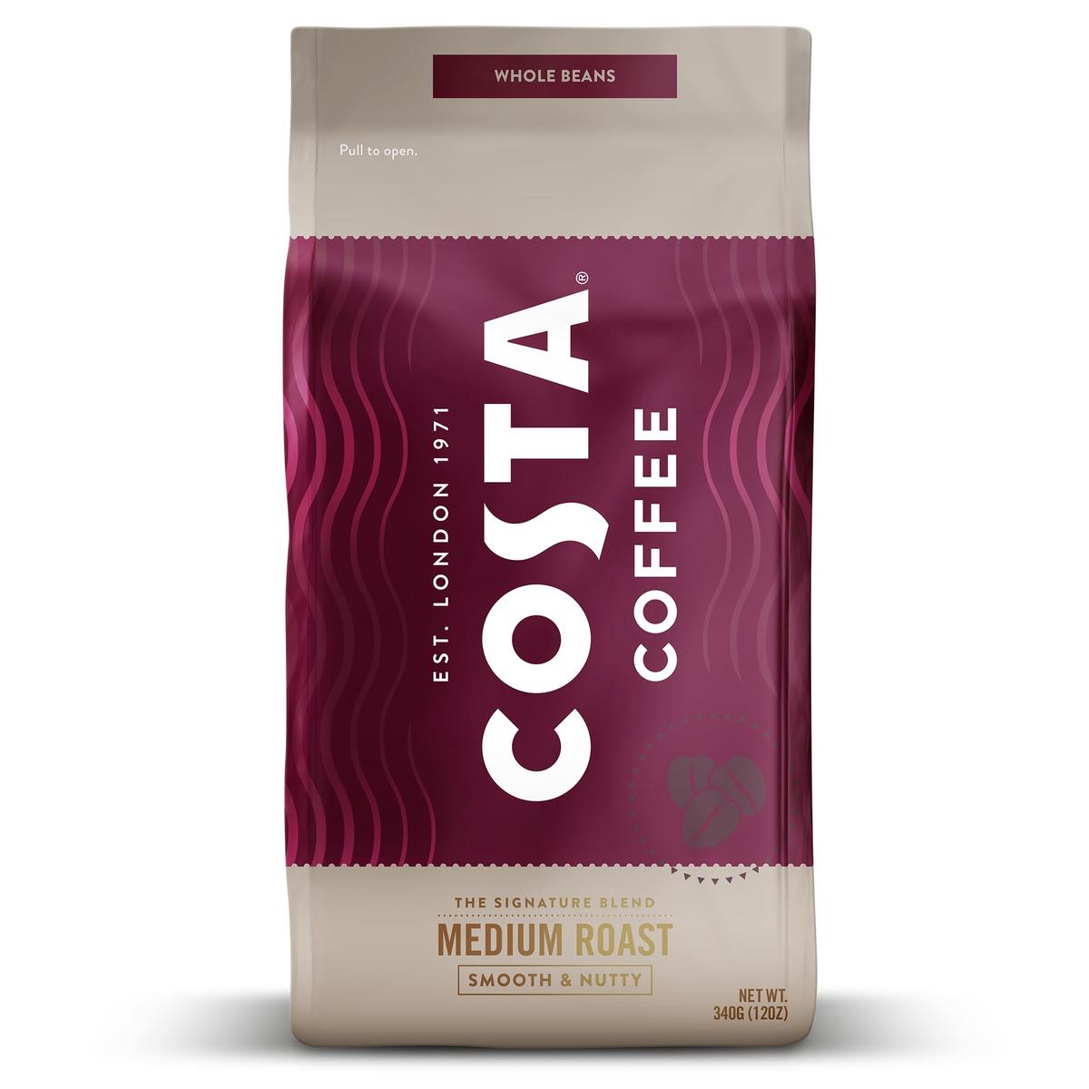 Costa Coffee Whole Bean Coffee, Signature Blend Medium Roast, 12Oz Each, Rainforest Alliance Certified