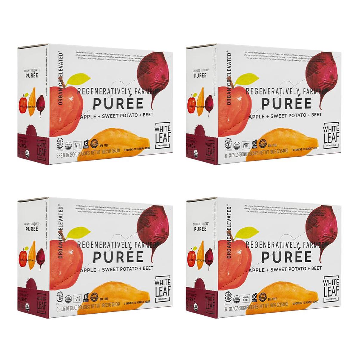 White Leaf Provisions Organic Purees / Baby Food Pouches - Fruits, Veggies & Grains, Toddler Snack, Regeneratively Farmed, No Added Sugar, Non-Gmo, Bpa-Free Pouches 3.17 Oz (Pack Of 24, Apple + Sweet 