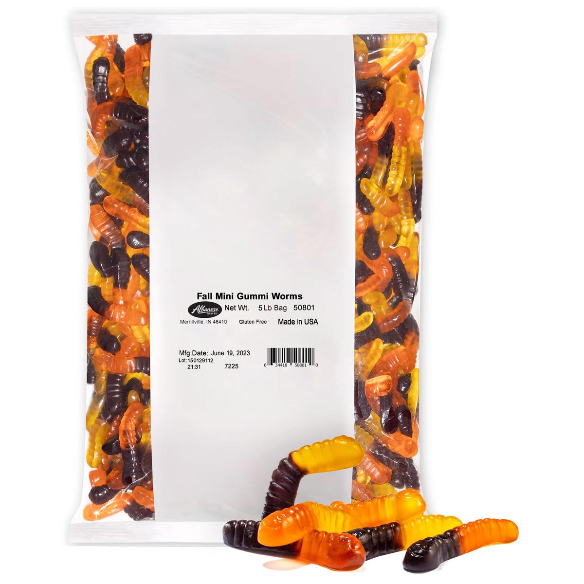 Albanese Worlds Best, Mini Gummi Worms, Halloween Candy, 5Lb Bag For Halloween Party Favors