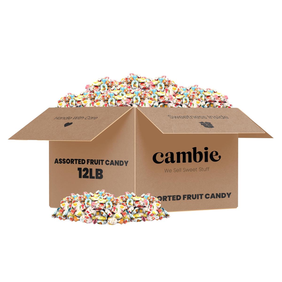 Assorted Fruit Hard Candy Individually Wrapped by Cambie, 12 lbs of Fruit Candy with a Deliciously Sweet Hard Exterior with a So