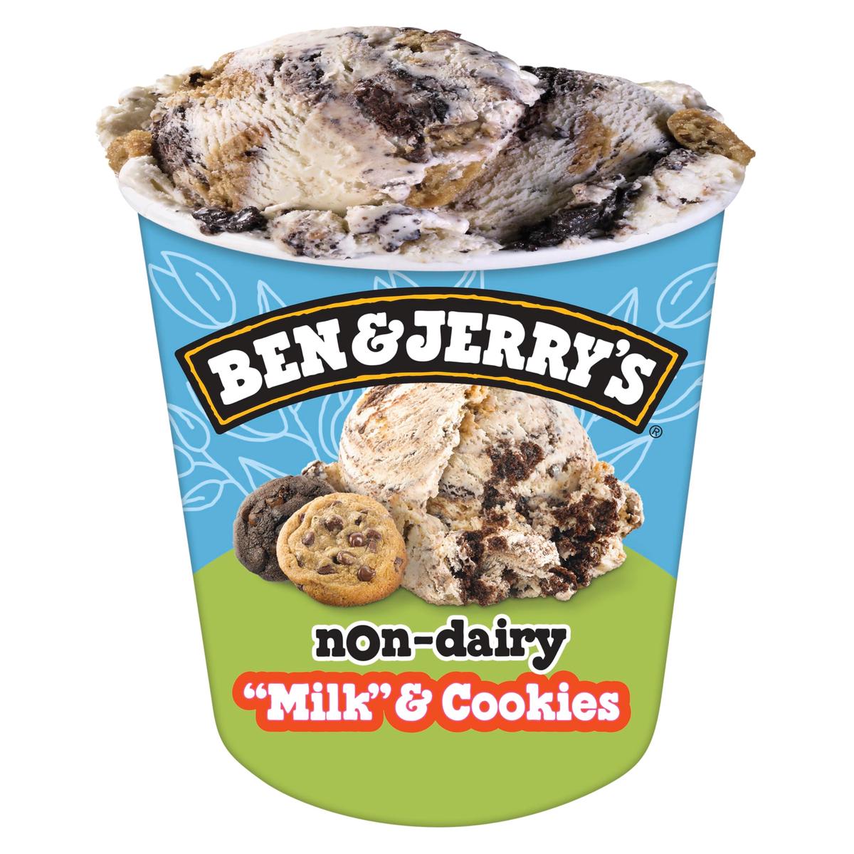 Ben & Jerrys Non-Dairy Milk & Cookies Vanilla Frozen Dessert Certified Vegan Pint 16 oz