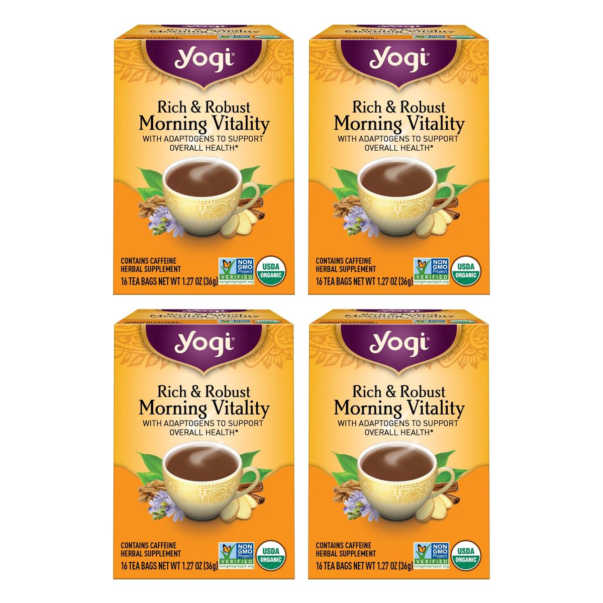 Yogi Tea Rich & Robust Morning Vitality - 64 Organic Tea Bags (4 Pack) - 16 Count