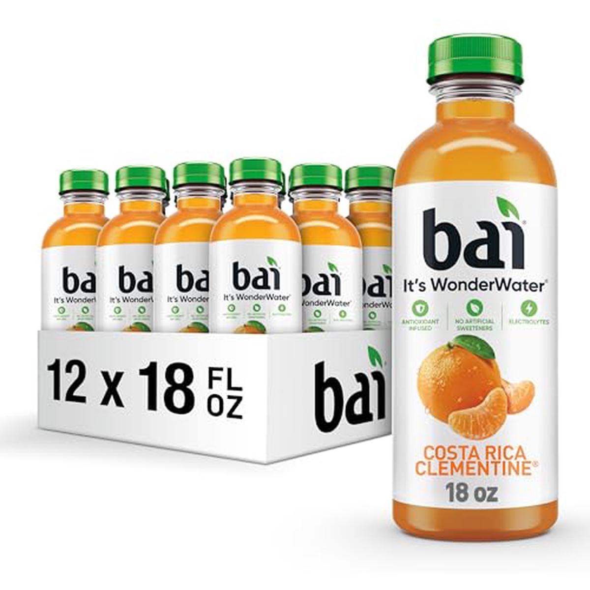 Bai Antioxidant Water Beverage, Costa Rica Clementine, 18 Fl Oz Bottle, 12 Pack, Vitamin C, No Artificial Sweeteners