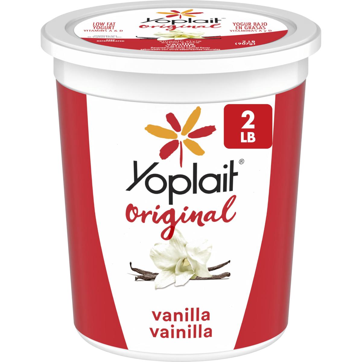 Yoplait Original Smooth Style Vanilla Flavored Low Fat Yogurt Tub, 32 oz