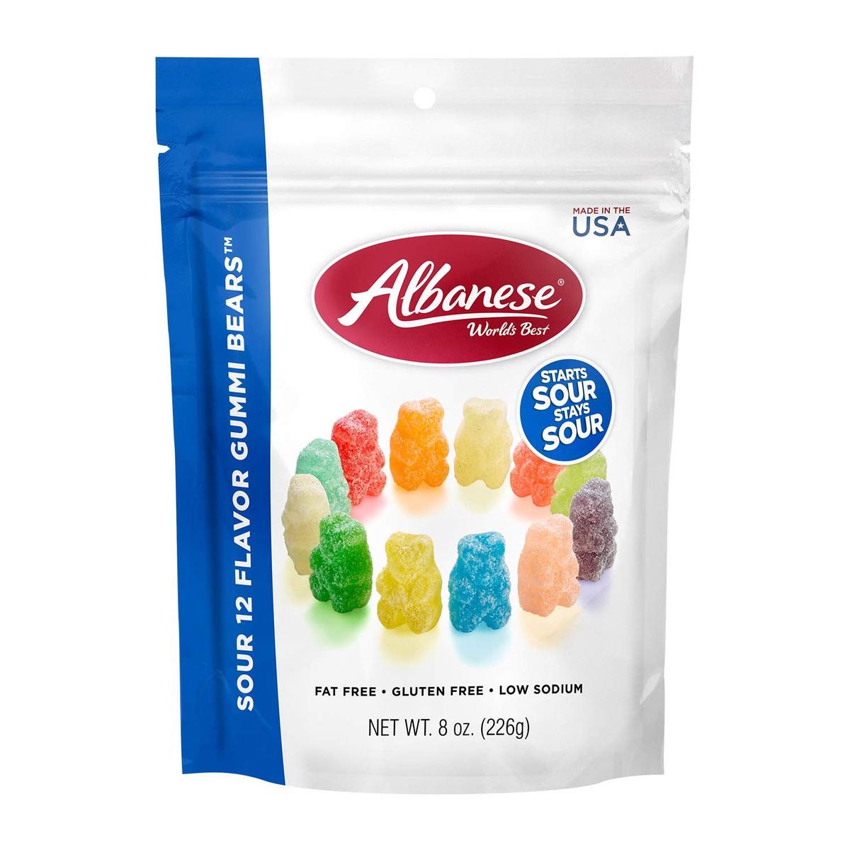 Albanese Gummi Bears, 12 Flavors, 8 Ounce Bag, Orange, Blue, Lime, Pink