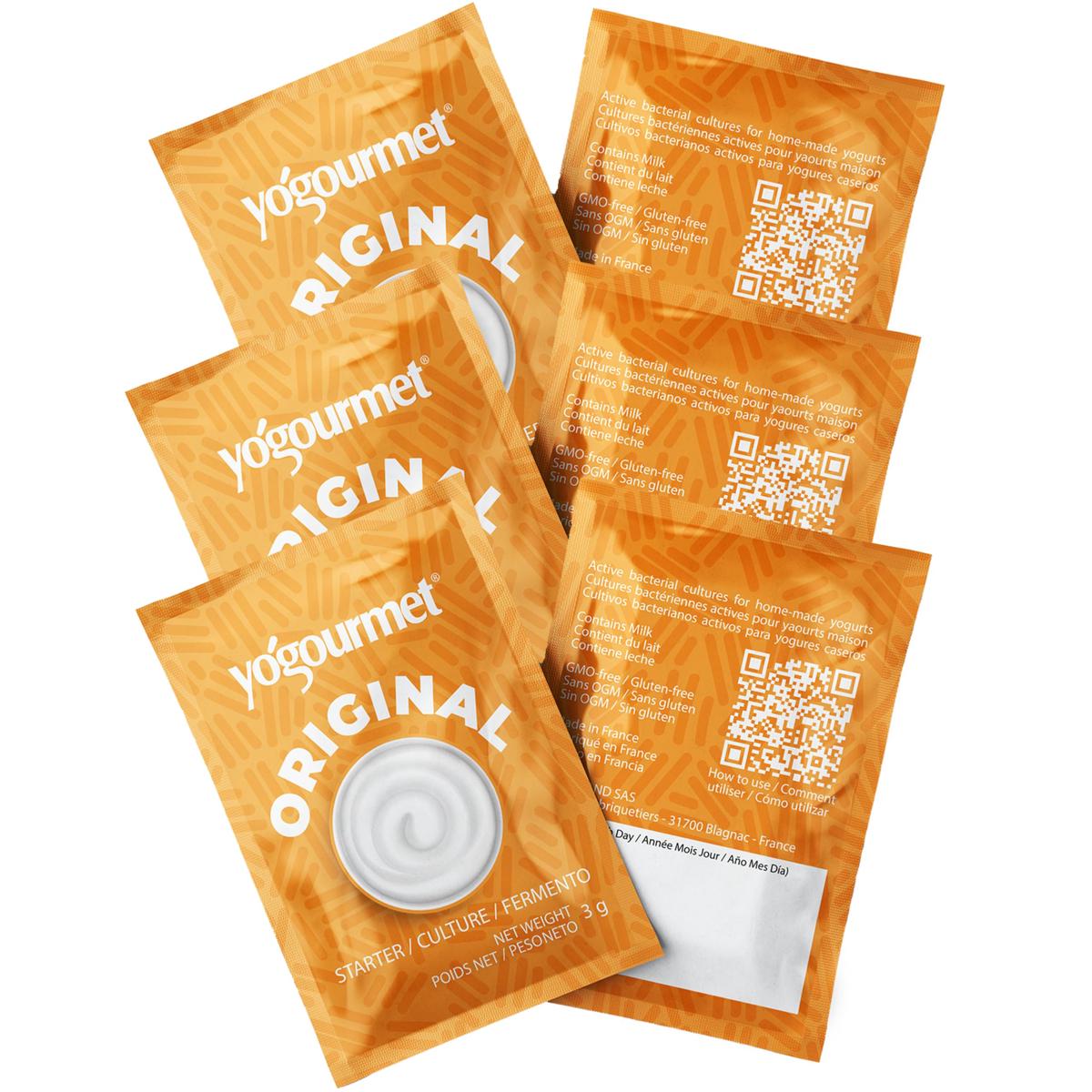 Yogourmet Yogurt Starter Culture - All Natural, Gluten Free, Kosher, Halal - 6 Sachets (Makes 6 Quarts)
