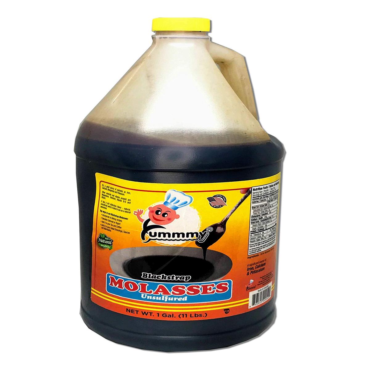 Yummmy Blackstrap Molasses - Melasa De Caa, 1 Gal (128 Fl Oz), Kosher Certified, Dark Color, Bpa Free Container, Unsulfured, All Natural