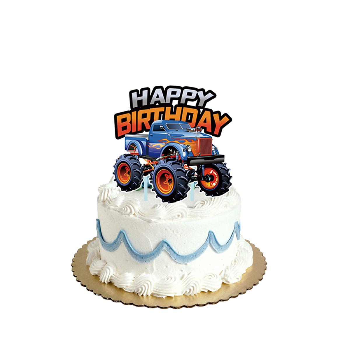 ALY Monster Truck Cupcake Topper Favors, Cardboard, Kids Birthday Party Decorations, Model HYC-CAKE-01