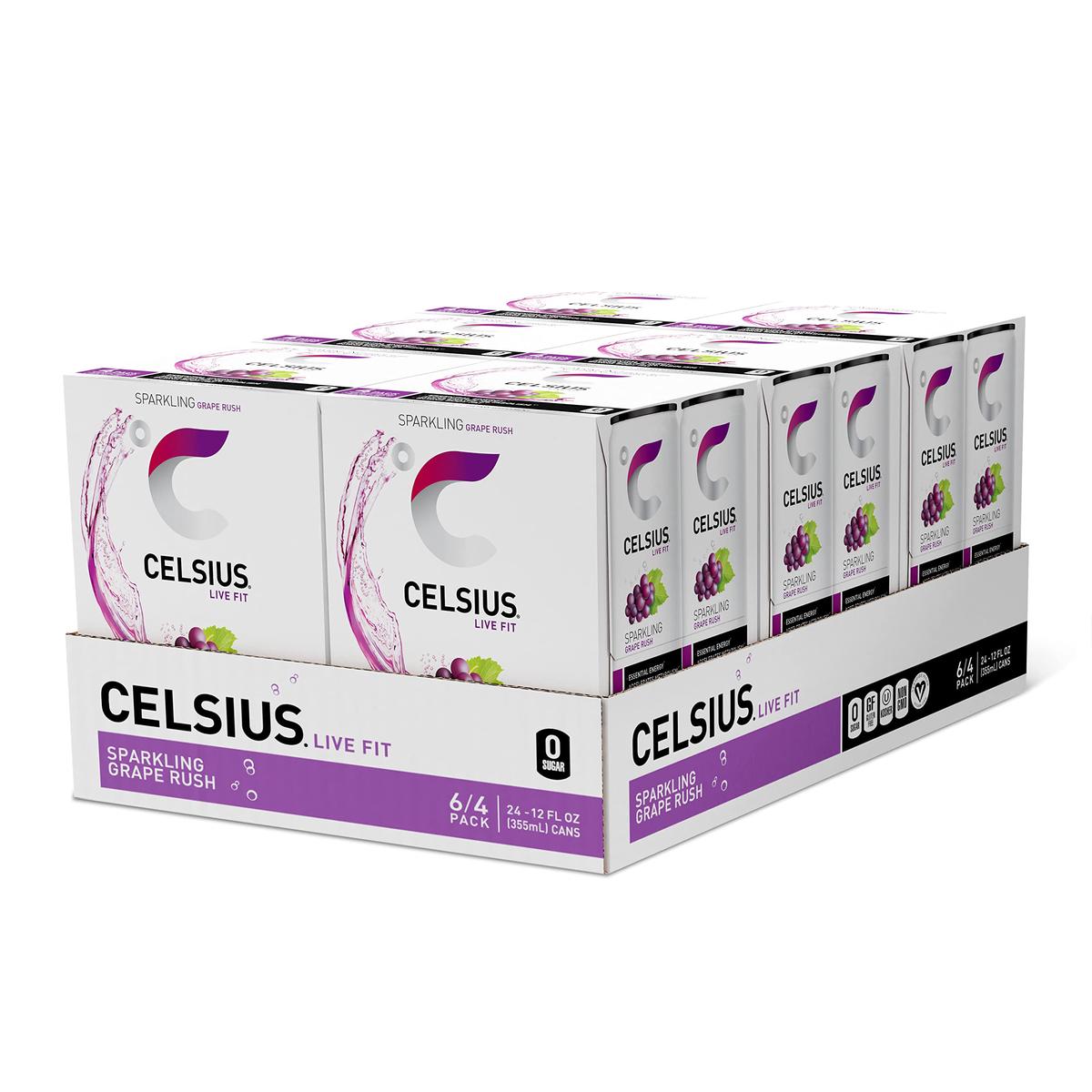 CELSIUS Sparkling Grape Rush Energy Drink, 12 Fl Oz - Pack of 24, Functional Essential Energy Booster, Refreshing Taste