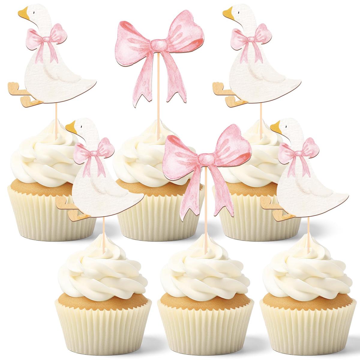 AceOrbit 36 Pcs Silly Goose Cupcake Toppers Two Silly Goose Birthday Decorations Party Supplies for Cake Decorations Girls Birth