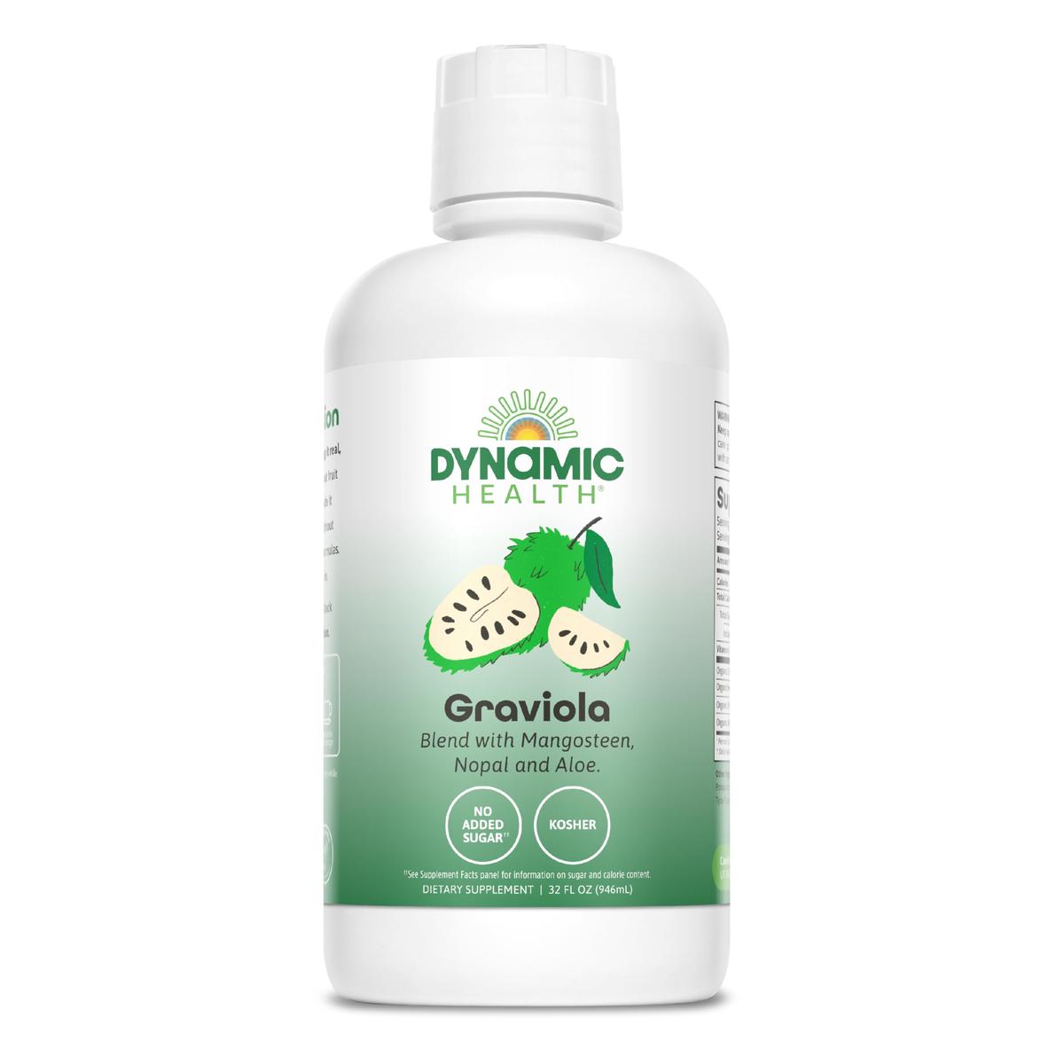 Dynamic Health Graviola Blend, Mangosteen, Nopal And Aloe, 100% Organic, No Additives, Immune System Support, Antioxidant, Vegan, Gluten Free, Non-Gmo, 32 Fl Oz