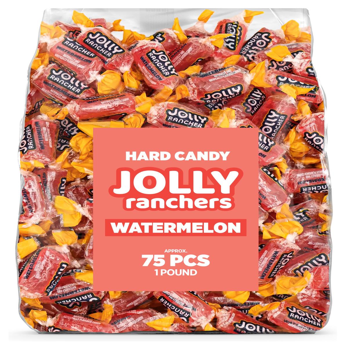 Watermelon Jolly Ranchers Hard Candy - Original Flavor - 1 LB Bulk Bag (Approx. 75 Pieces) - Individually Wrapped Sweet & Tart C