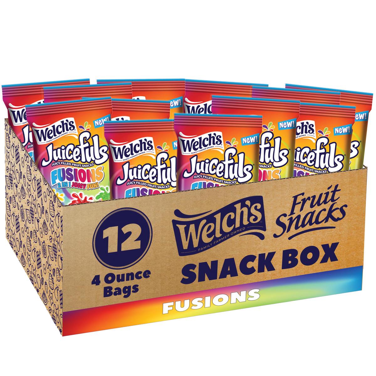 Welchs Fruit Snacks Juicefuls Fusions Assorted Fruit Flavor Bulk Pack Gluten Free 4oz (Pack of 12)