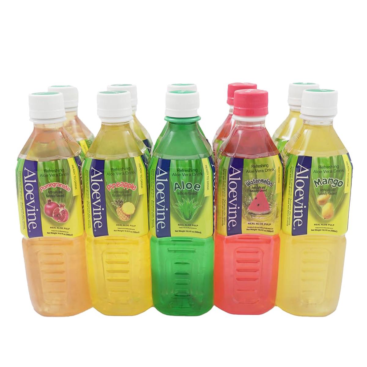 Aloevine Aloe Vera Drink Juice Variety Pack | 16.9 oz (Pack of 10) | Includes Original, Watermelon, Mango, Pomegranate, Pineapple