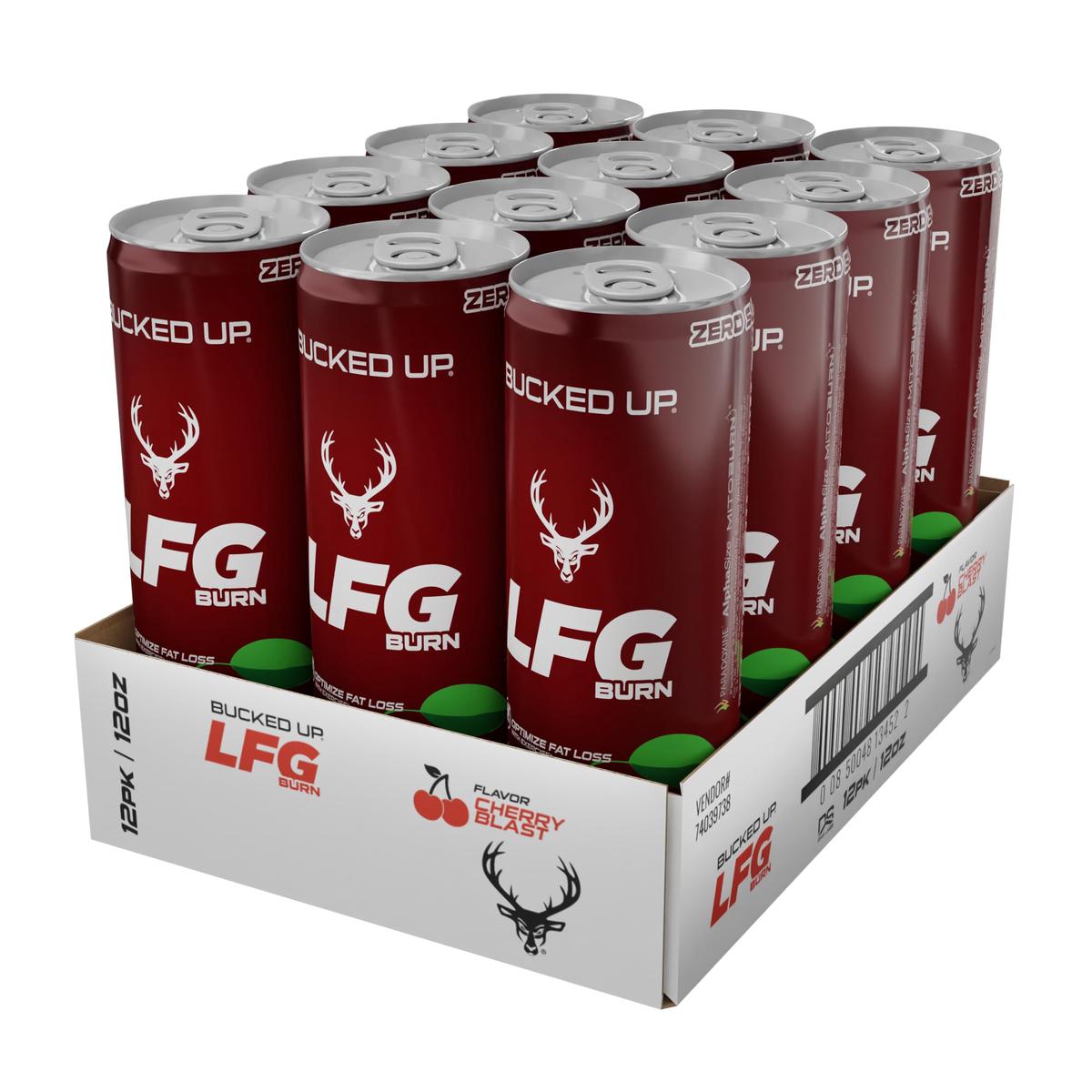 Bucked Up Lfg Burn Energy Drink - Zero Sugar - 12 Pack (Cherry Blast)