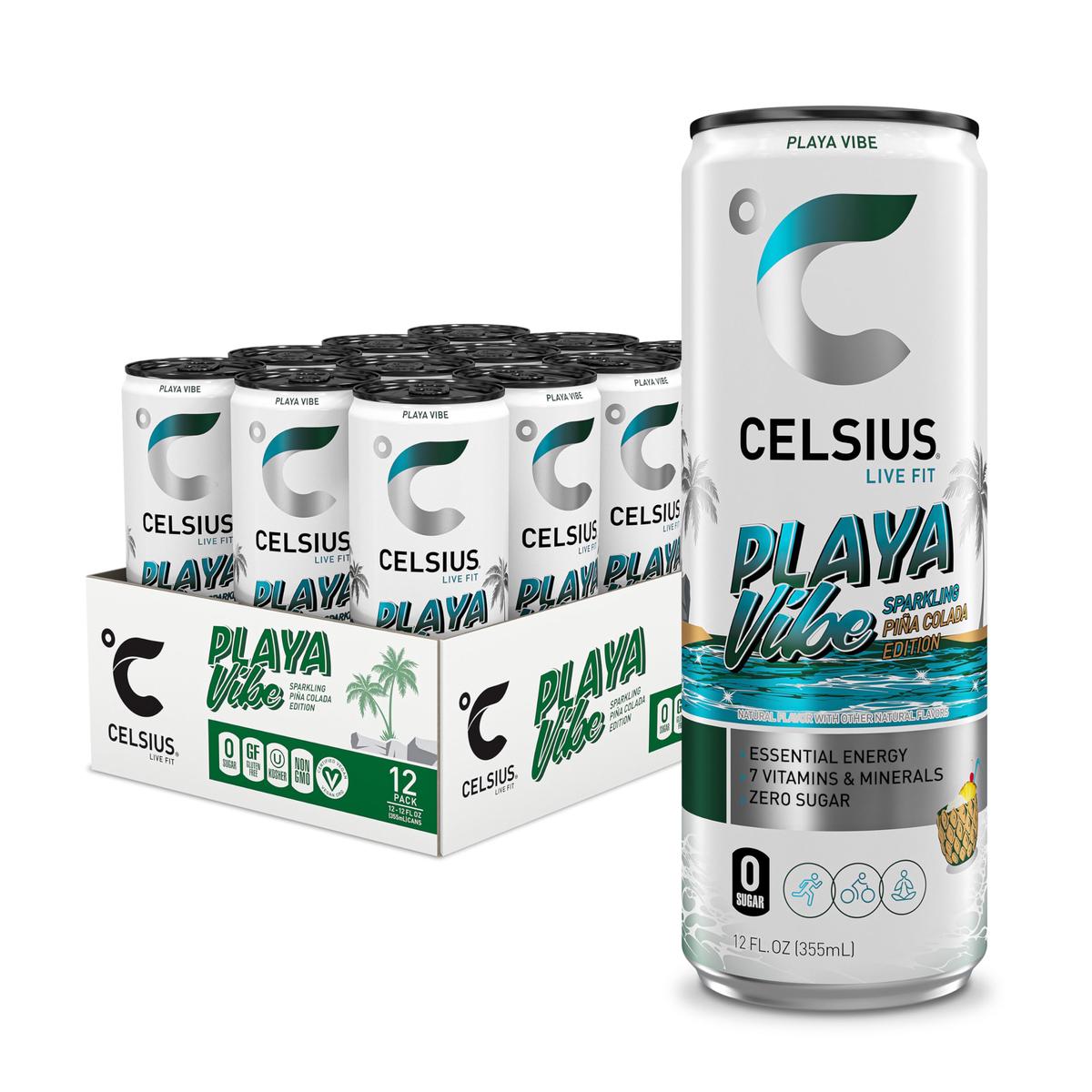 CELSIUS Sparkling Pina Colada Energy Drink, Sugar Free, 12 Fl Oz (Pack of 12)