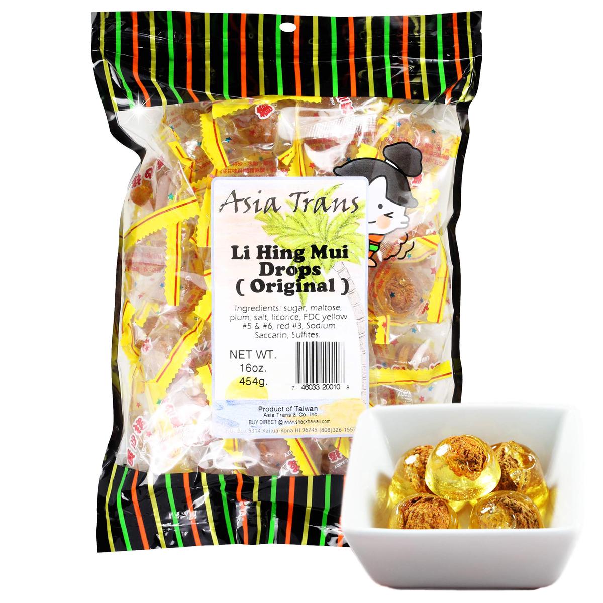 Asia Trans Golden Plum   Seed Drops - Hawaiian Favorite Sweet, Sour & Salty Dried Asian Plum Hard Candy
