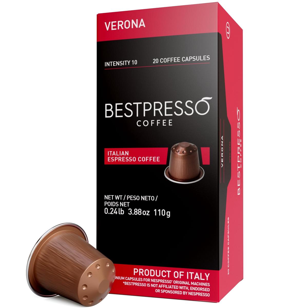 Bestpresso Coffee Pods for Nespresso Original Machine, Verona Blend, 120 Count, High Intensity, Certified Genuine