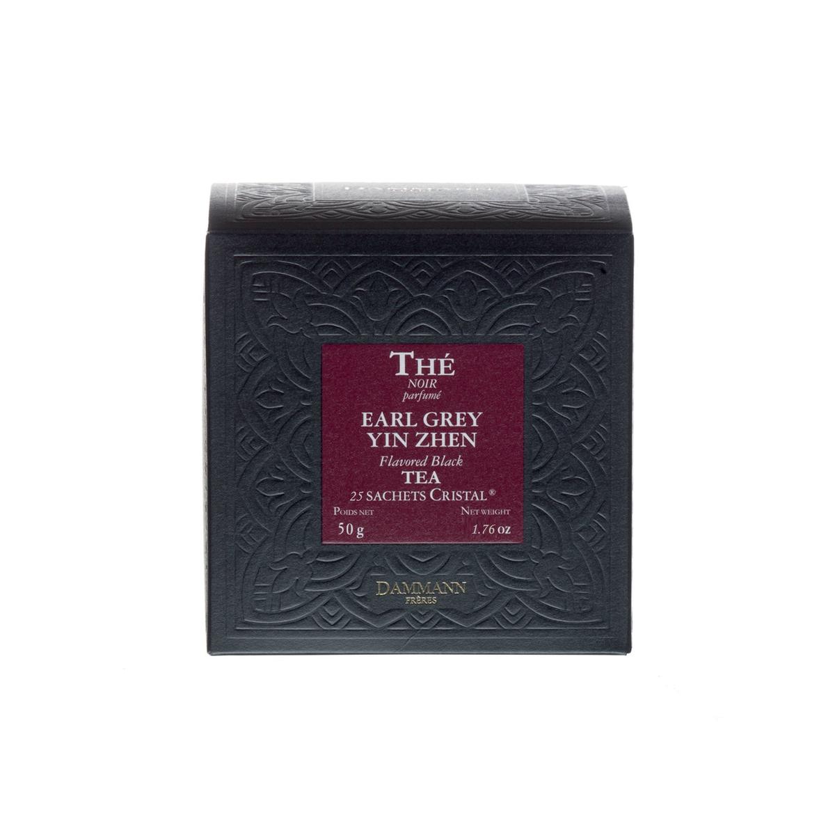 Dammann Freres Sachets, Earl Grey Yin Zhen Tea Bags, Premium Gourmet French Black Tea, Blend Bergamot, 25 Count (Single Pack)