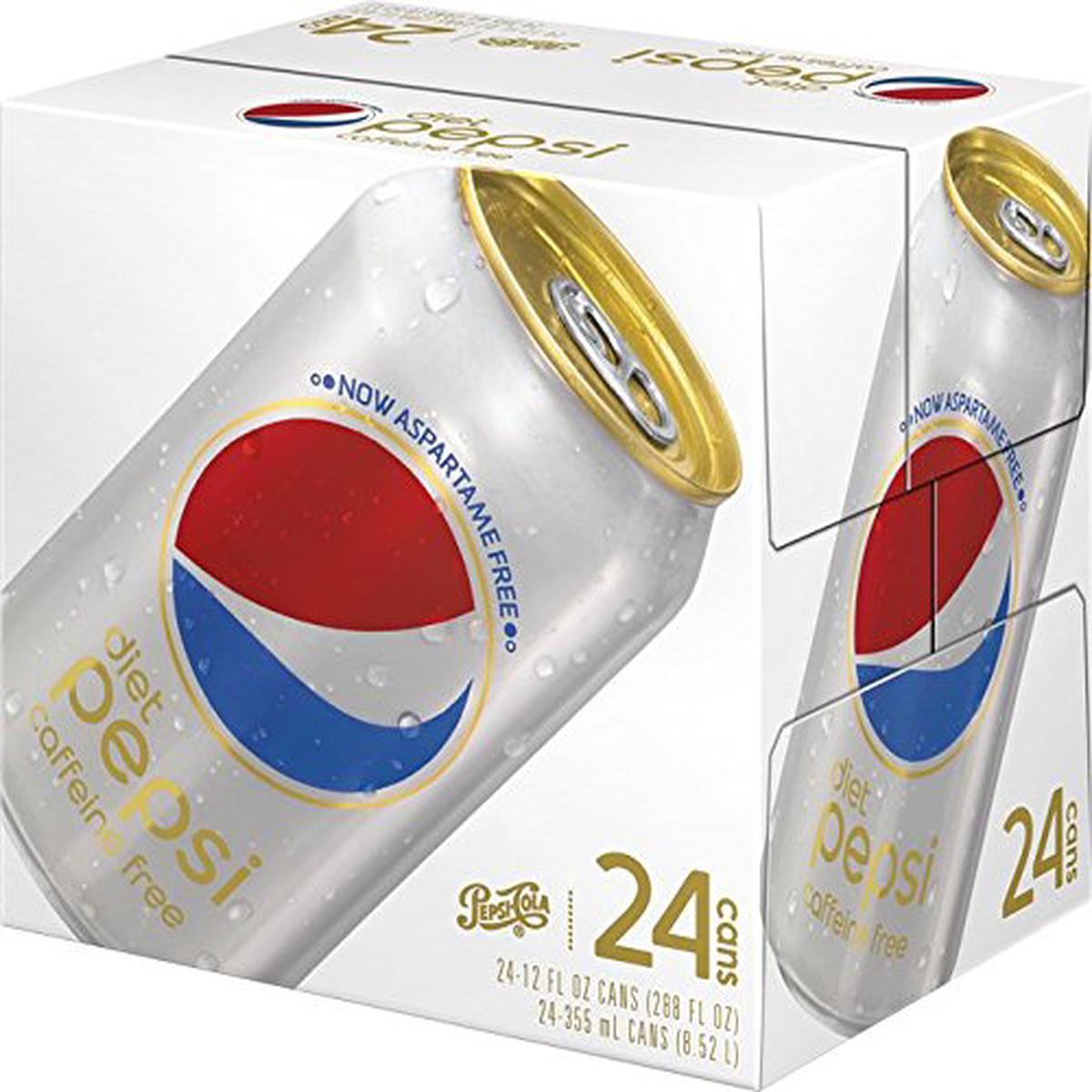 Diet Pepsi Caffeine Free Diet Soda, 12 Fl Oz Cans, Pack of 24, Model 16790