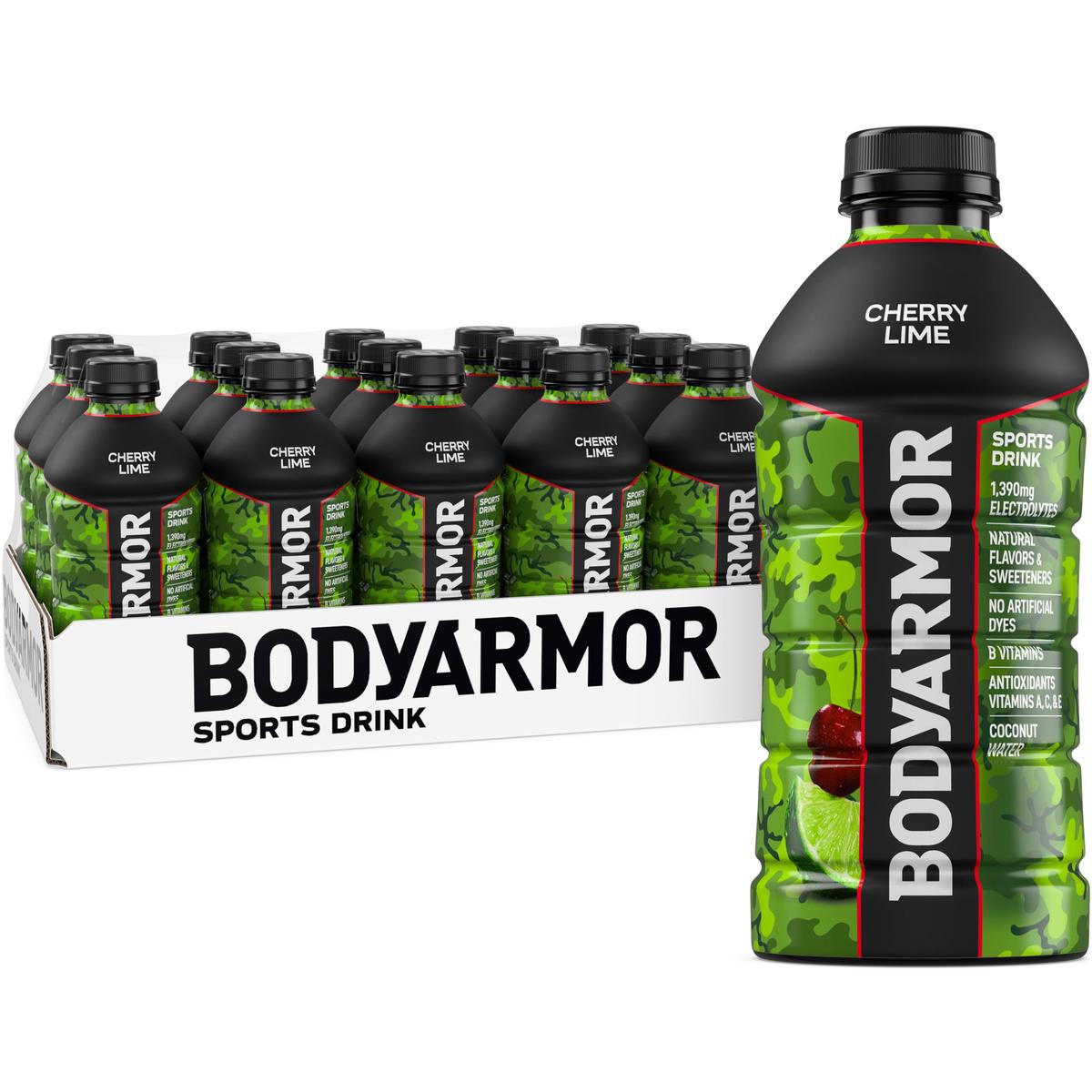 BODYprotective covering Sports Drink  Cherry Lime  Electrolyte Drink Hydration  28 Fl Oz Bottles (15 Pack)  Flavored Coconut Water with B Vitamins & Antioxidants