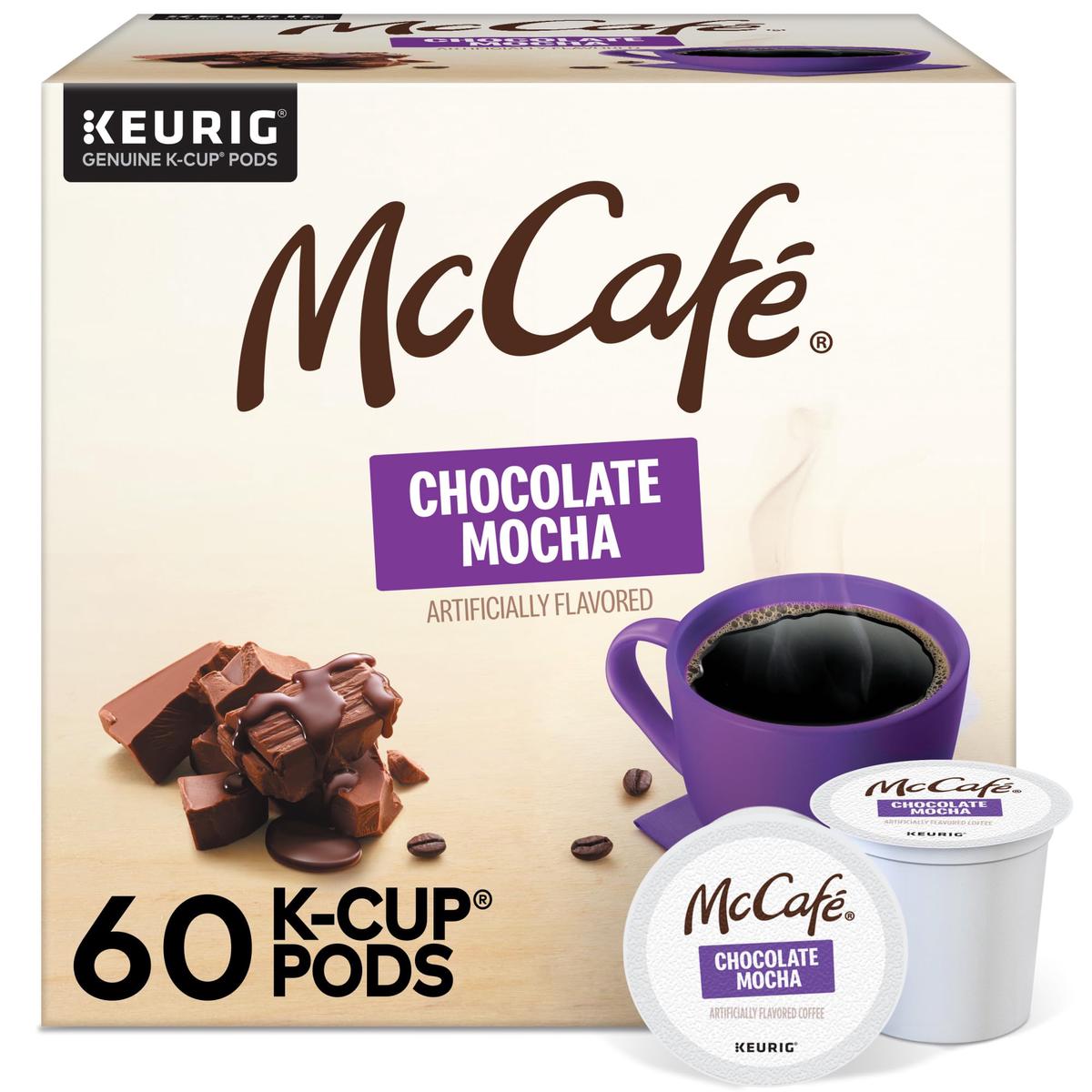 McCafe Chocolate Mocha Coffee K-Cup Pods, Flavored Coffee, 60 Count (6 Packs of 10) for Keurig, Single Serve