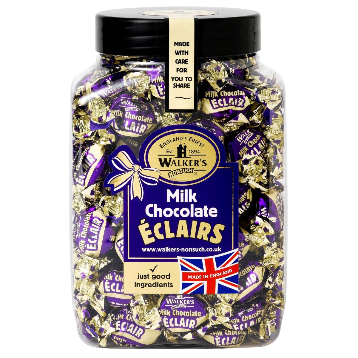 Walkers Nonsuch English Milk Chocolate Toffee Eclairs Jar, Whole Milk & Butter Toffee Sweets  Traditional British Chewy Candy Gift, Gluten Free, Imported From Uk, 44.09 Oz (1.25 Kg)
