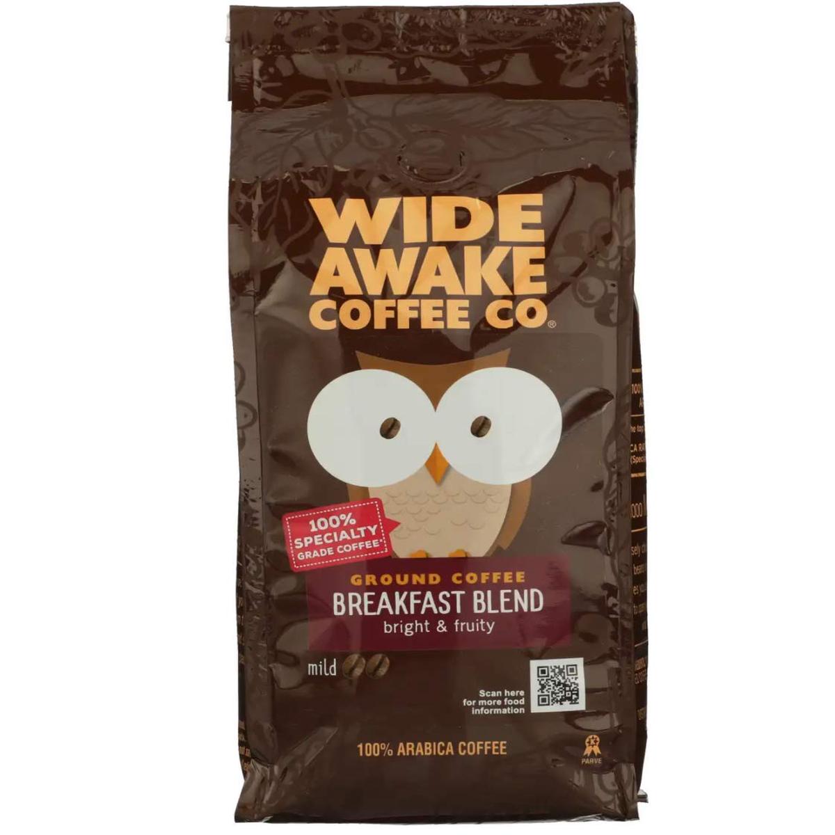 Wide Awake Coffee Breakfast Blend Ground Coffee, 12 Ounce, Rich Flavor, Perfect for Mornings