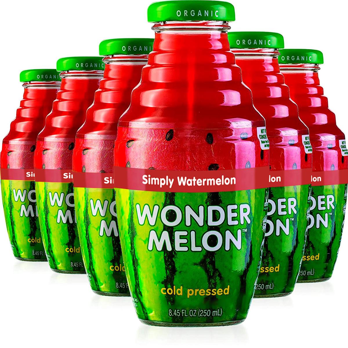 Wonder Melon Organic Watermelon Juice, 100% Cold Pressed, 8.45oz (6 Pack) - Refreshing & Healthy Beverage Option