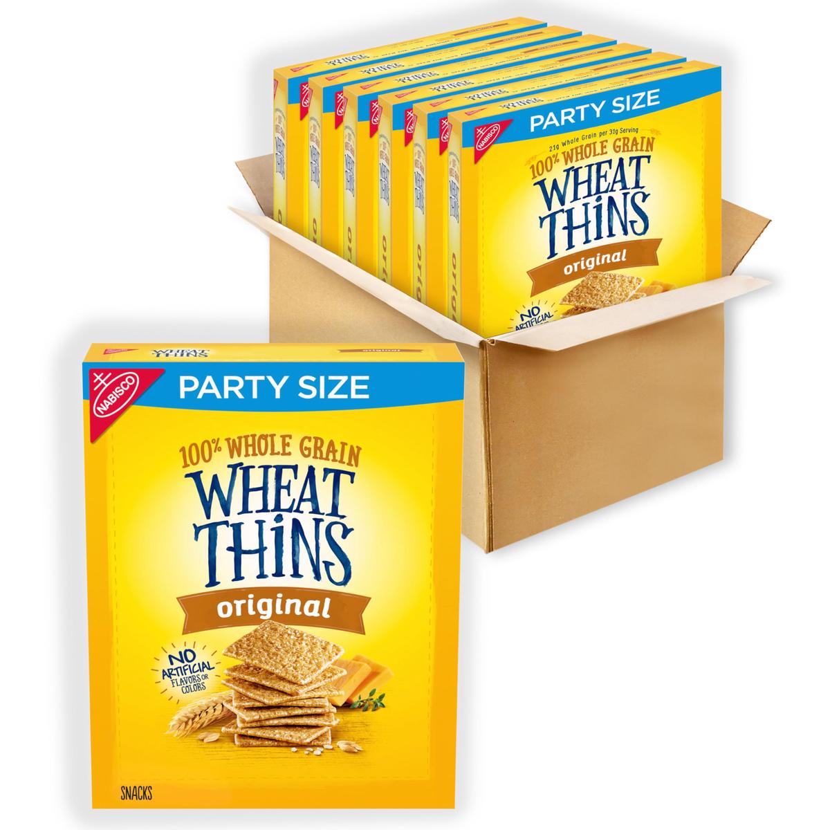 Wheat Thins Original Whole Grain Wheat Crackers, Party Size, 6 - 20 oz Boxes