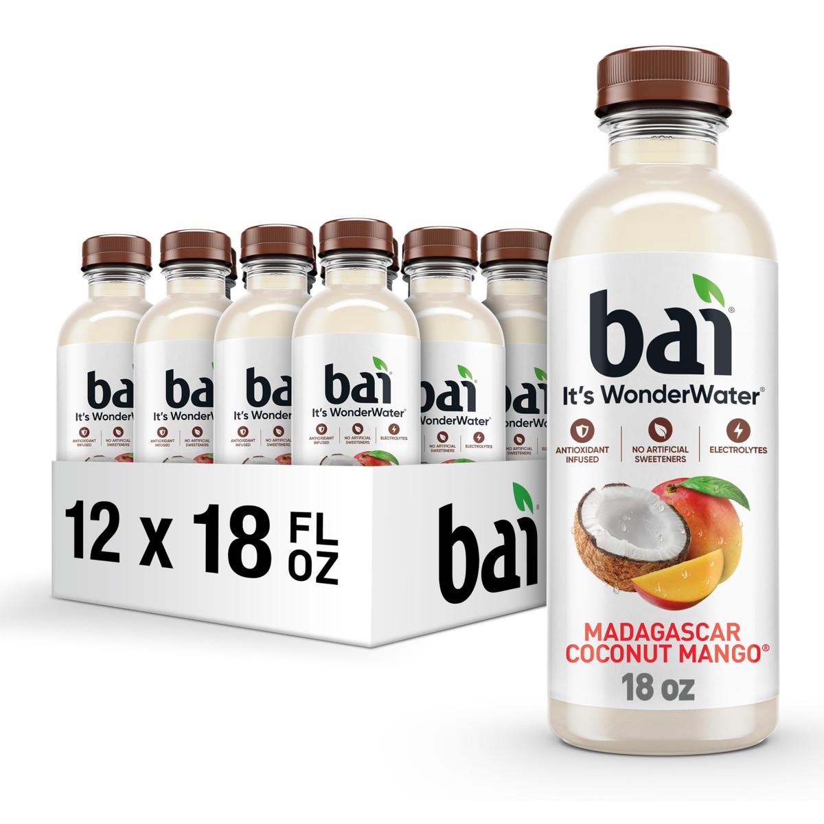 Bai Antioxidant Infused Water Beverage  Madagascar Coconut Mango  with Vitamin C and No Artificial Sweeteners  18 Fluid Ounce Bottle  12 Pack