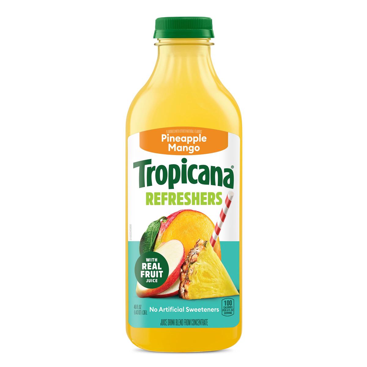 Tropicana Refreshers Pineapple Mango Juice Drink  with Real Fruit Juice  46 fl oz Bottle
