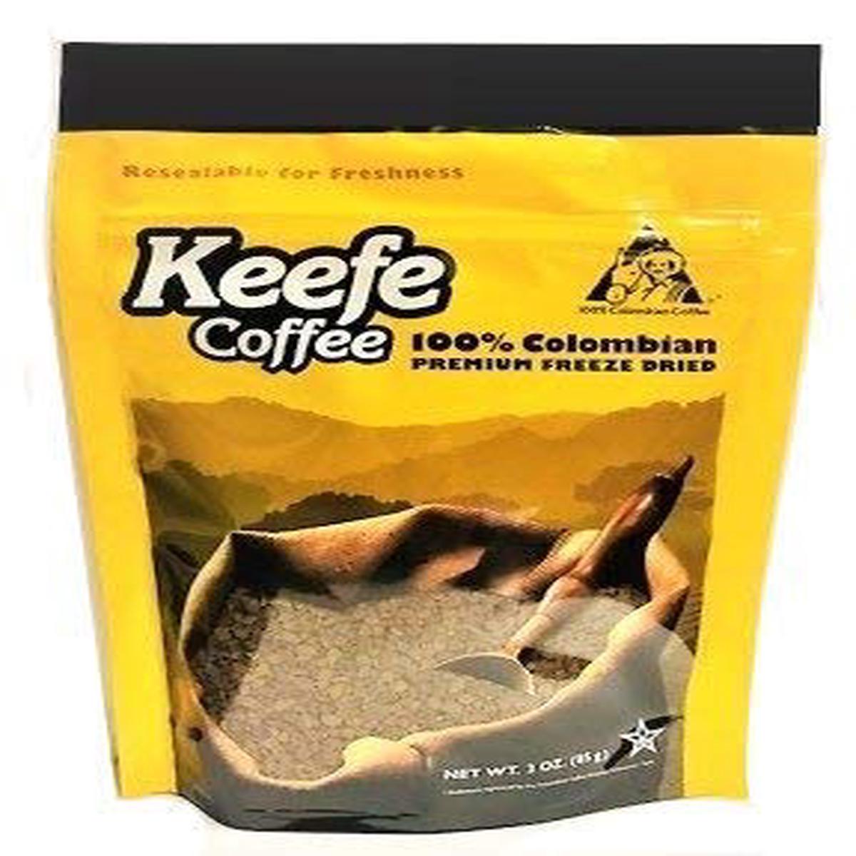 Keefe Coffee 100% Colombian Premium Freeze Dried Coffee 3Oz Sealed Bag