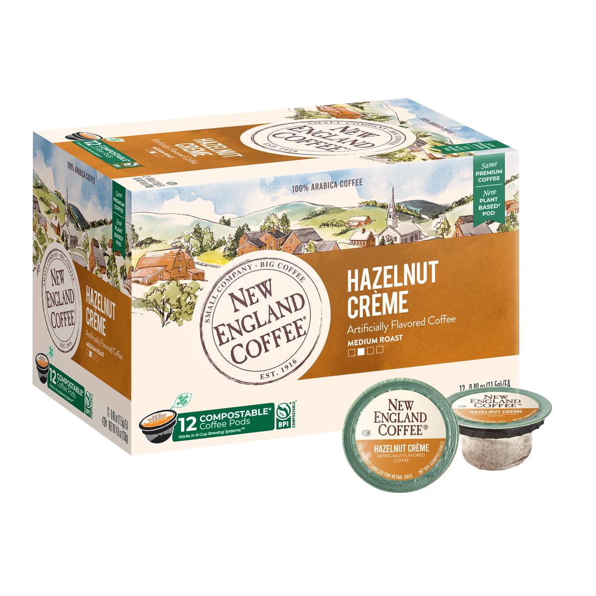 New England Coffee Hazelnut Crme Medium Roast Single Serve Pods, 12Ct Box (Pack Of 1)